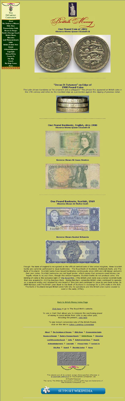 Di Camillo Companion (dicamillocompanion.com) British Money Pound Page